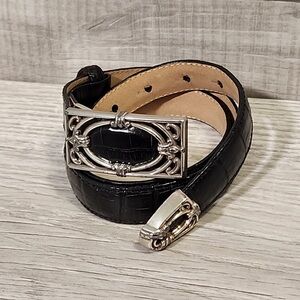Brighton Black Alligator Embossed Leather Silver Buckle B3503 Size M/30